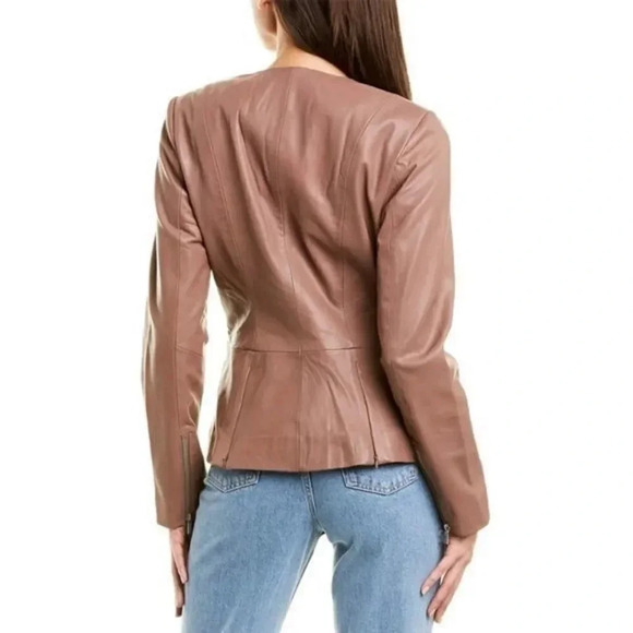 NWT Badgley Mischka Peplum Leather Jacket - Picture 2 of 16